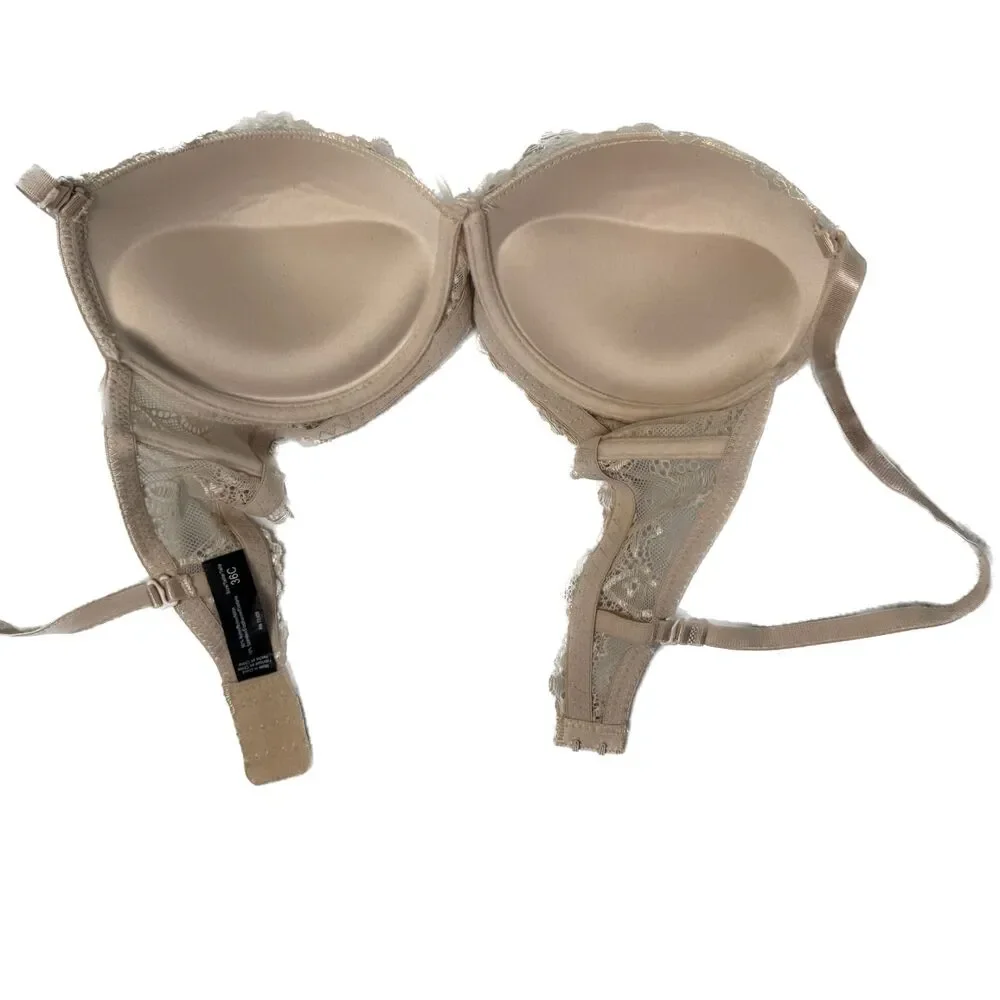 René Rofé Lingerie | Beige Lace Push Up Underwire Bra 36C Style B21865H3 - Picture 4 of 6
